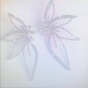 Stud Earrings Set Sparkling Silver Starburst Earrings